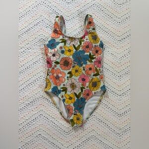 Roxy Girls Floral One-Piece Swimsuit in Teal, Pink, Yellow, Orange